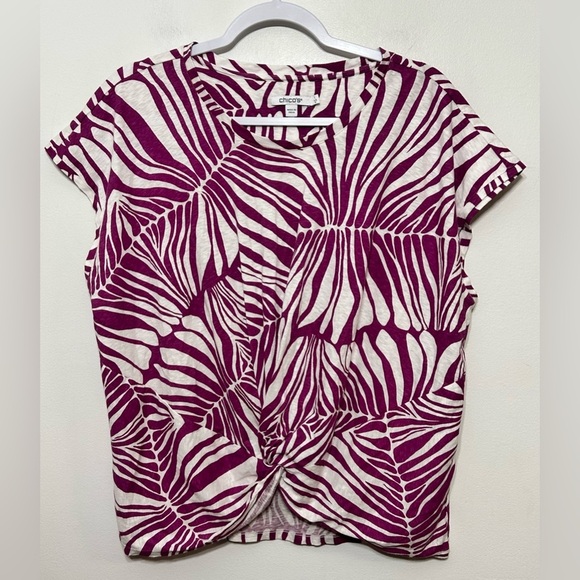 Chicos Jungle Inverted Front Knot Cotton Tee Shirt - Picture 5 of 14